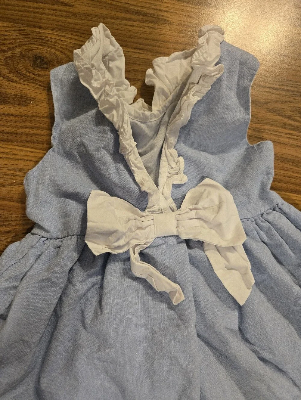 Girl's Toddler Vintage Blue Cotton Cottagecore Ruffle Dress 12-18M